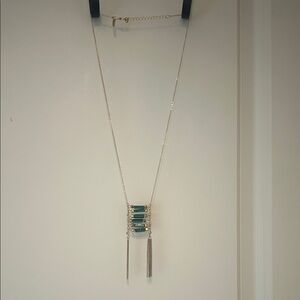 Charming Charlie Silver and Green Necklace